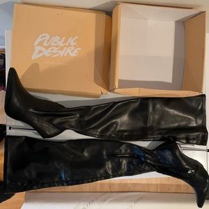Public Desire - Zipper Knee-High Thin Heel Boots